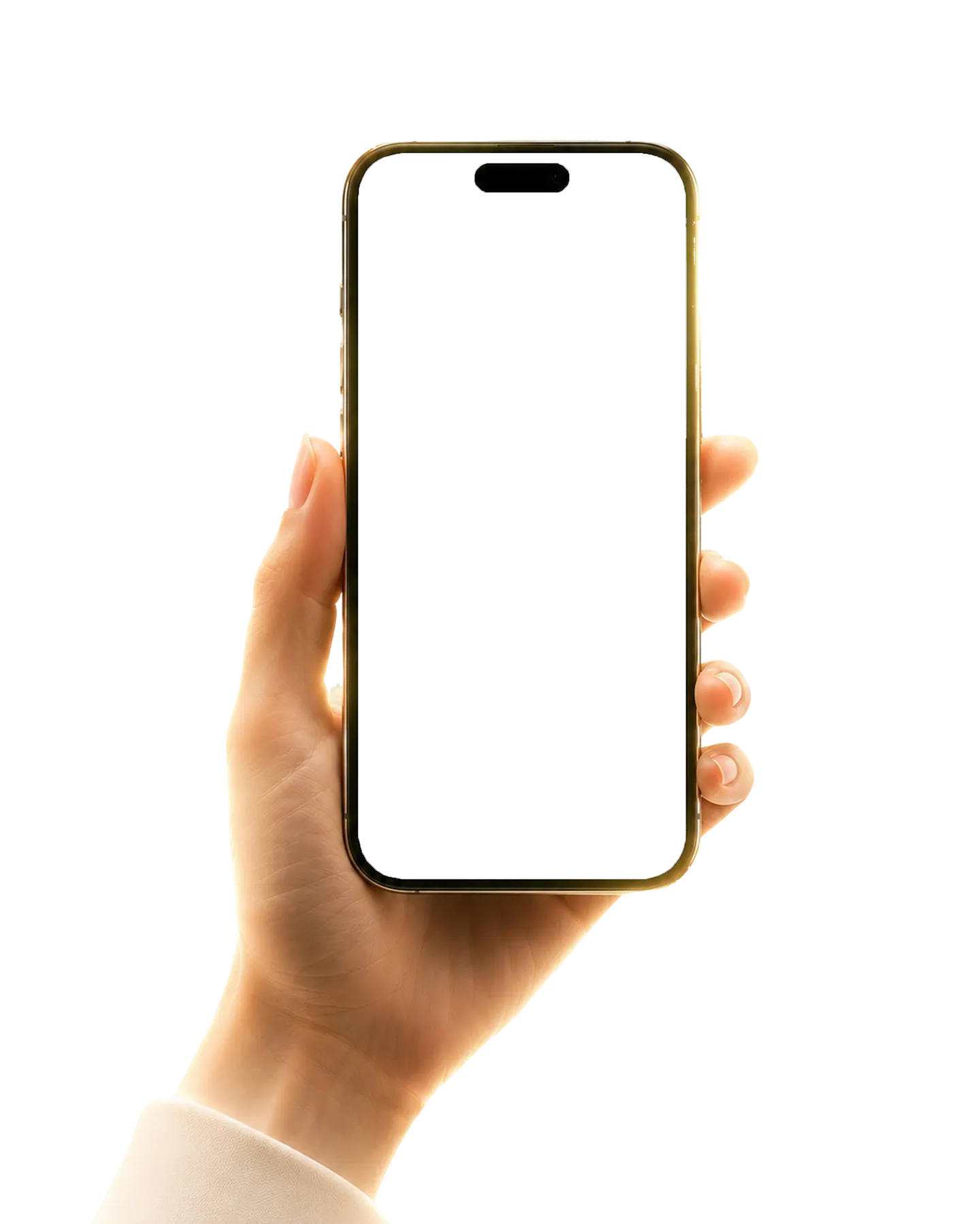 Hand holding a phone showing an Unfold Invite wedding invitation